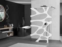 Mexen Kioto Freistehende Duschwand 140 x 200 cm, weiße Welle 8 mm, Gun Metal - 800-140-002-95-97