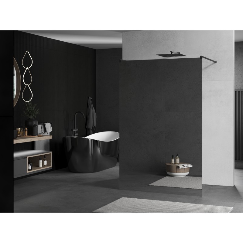 Mexen Kioto freistehende Duschwand 120 x 200 cm, Spiegel 8 mm, Gun Metal - 800-120-002-95-50