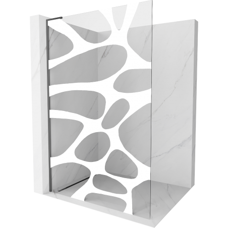 Mexen Kioto L Duschwand Walk-in 110 x 200 cm, weiße Welle, Gun Metal - 800-110-103-95-97