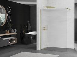 Mexen Kioto Duschwand Walk-in 70 x 200 cm, Streifen 8 mm, gebürstetes Gold - 800-070-101-55-09