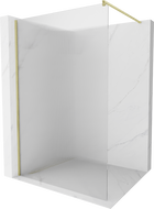 Mexen Kioto Duschwand Walk-in 90 x 200 cm, Streifen 8 mm, gebürstetes Gold - 800-090-101-55-09
