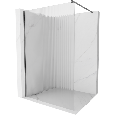 Mexen Kioto Duschwand Walk-in 80 x 200 cm, Rillen 8 mm, gebürstetes Gun Gray - 800-080-101-66-09