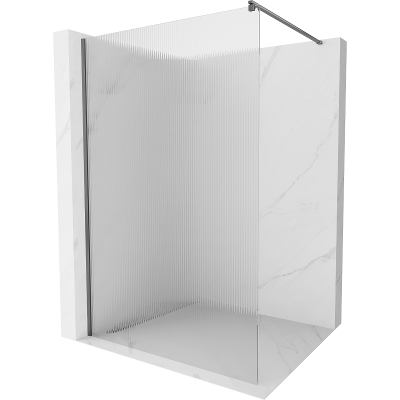 Mexen Kioto Duschwand Walk-in 80 x 200 cm, Streifen 8 mm, Gun Metal - 800-080-101-95-09