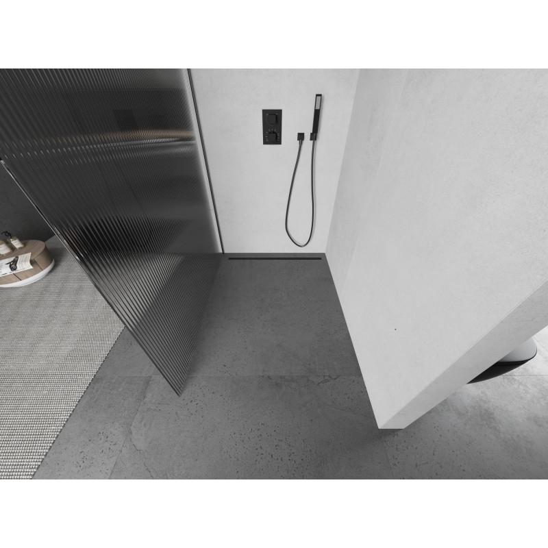 Mexen Kioto Duschwand Walk-in 130 x 200 cm, Streifen 8 mm, gun metal - 800-130-101-95-09