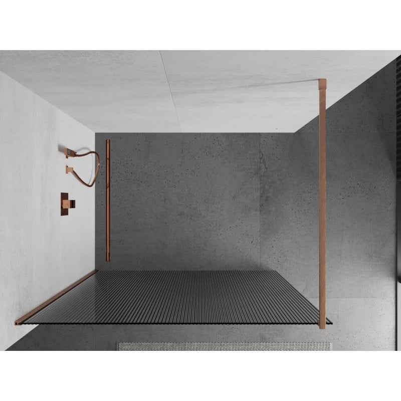 Mexen Kioto Duschwand Walk-in 70 x 200 cm, 8 mm Streifen, gebürstetes Kupfer - 800-070-101-65-09