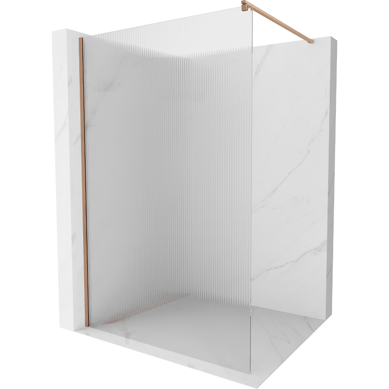 Mexen Kioto Duschwand Walk-in 100 x 200 cm, Streifen 8 mm, gebürstetes Kupfer - 800-100-101-65-09