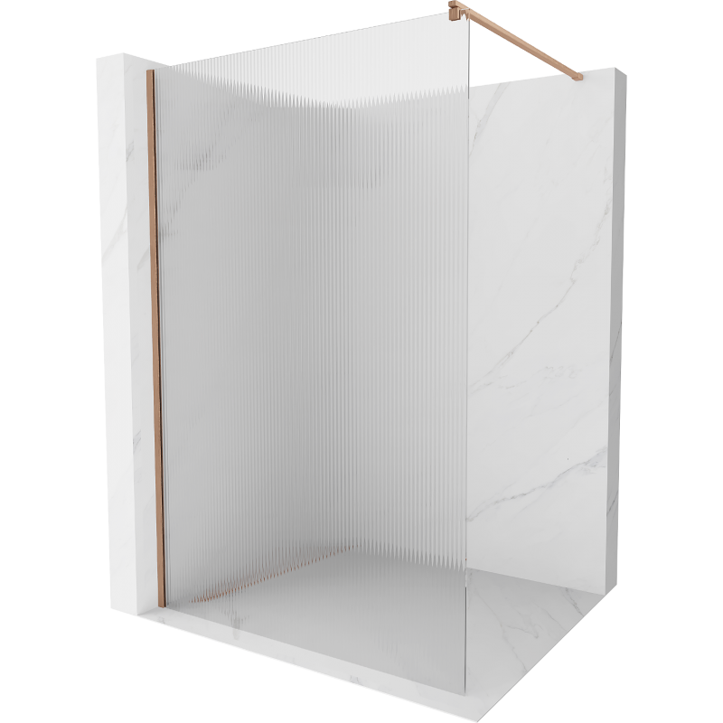 Mexen Kioto Duschwand Walk-in 110 x 200 cm, Streifen 8 mm, gebürstetes Kupfer - 800-110-101-65-09