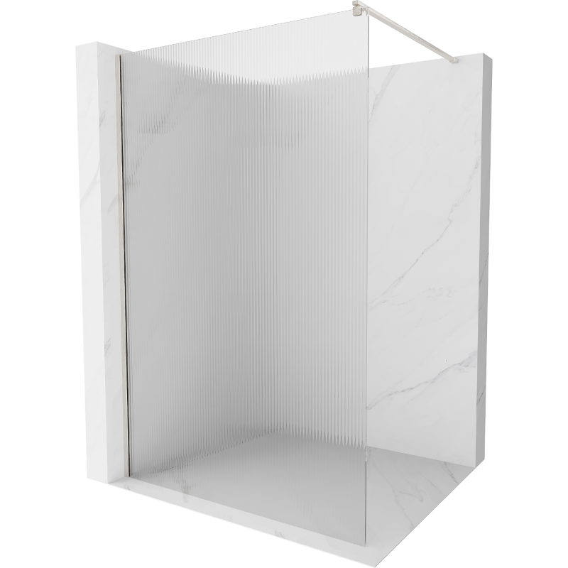 Mexen Kioto Duschwand Walk-in 100 x 200 cm, Streifen 8 mm, gebürsteter Nickel - 800-100-101-97-09