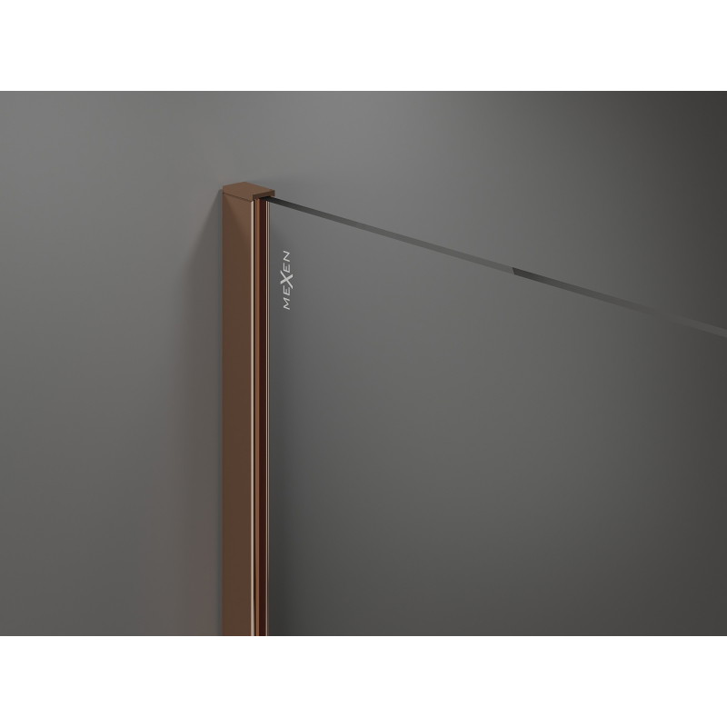 Mexen Kioto Walk-In Duschwand 90 x 200 cm, Streifen 8 mm, Roségold - 800-090-101-60-09