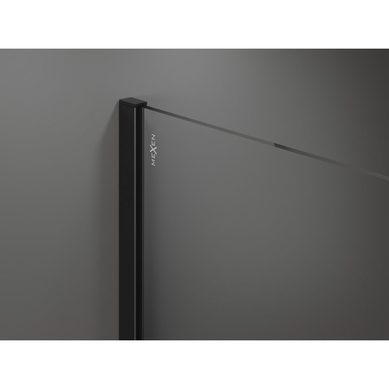 Mexen Kioto-R abgerundete Duschwand Walk-in 110 x 200 cm, transparent 8 mm, schwarz - 800-110-101-70-06
