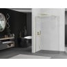 Mexen Kioto-R abgerundete Duschwand Walk-in 80 x 200 cm, transparent 8 mm, gebürstetes Gold - 800-080-101-55-06