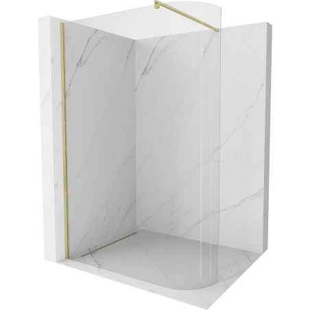 Mexen Kioto Duschwand gebogen Walk-in 90 x 200 cm, transparent 8 mm, gebürstetes Gold - 800-090-101-55-06