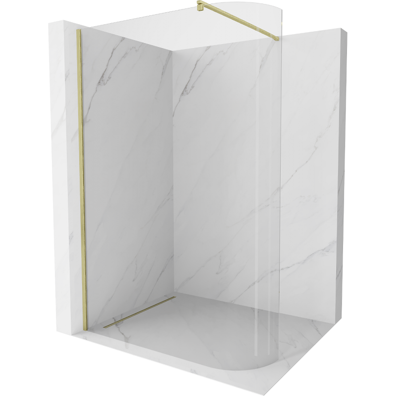 Mexen Kioto-R abgerundete Duschwand Walk-in 100 x 200 cm, transparent 8 mm, gebürstetes Gold - 800-100-101-55-06