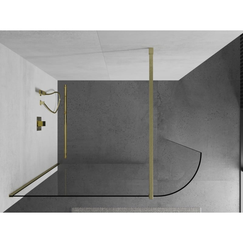 Mexen Kioto-R Runde Walk-in-Duschwand 110 x 200 cm, transparent 8 mm, gebürstetes Gold - 800-110-101-55-06