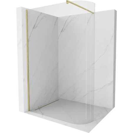 Mexen Kioto-R Abgerundete Walk-in-Duschwand 130 x 200 cm, transparent 8 mm, gebürstetes Gold - 800-130-101-55-06