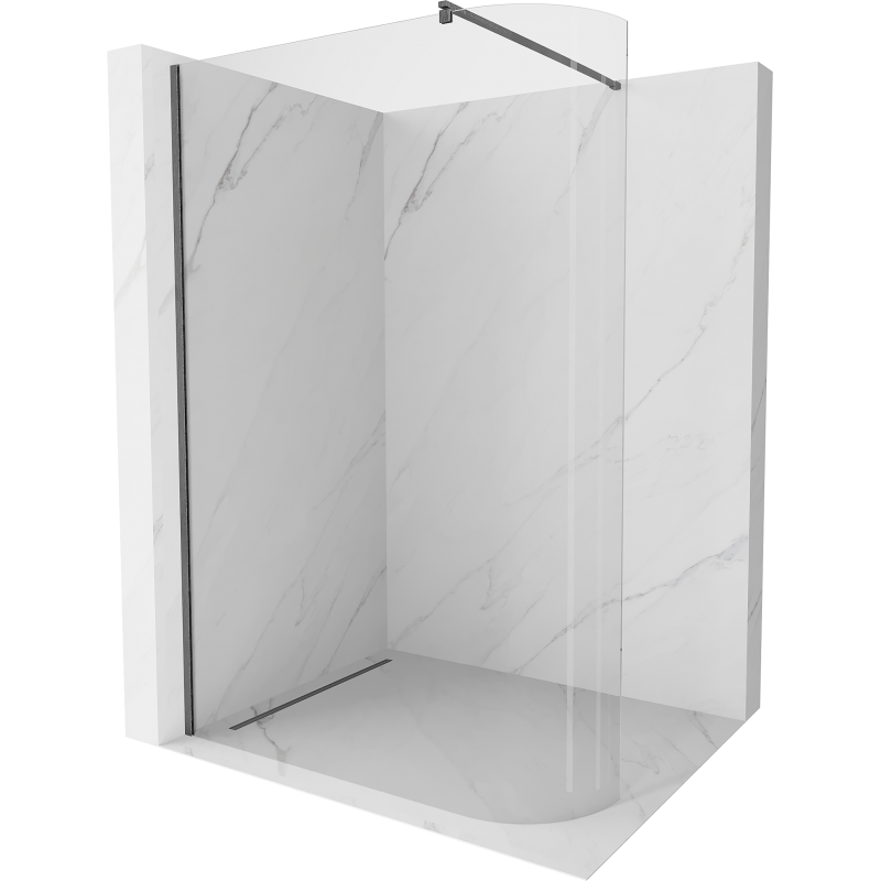 Mexen Kioto-R Abgerundete Duschwand Walk-in 80 x 200 cm, transparent 8 mm, gebürstetes Gun Gray - 800-080-101-66-06