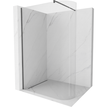 Mexen Kioto-R Abgerundete Duschwand Walk-in 140 x 200 cm, transparent 8 mm, gebürstet Gewehrgrau - 800-140-101-66-06