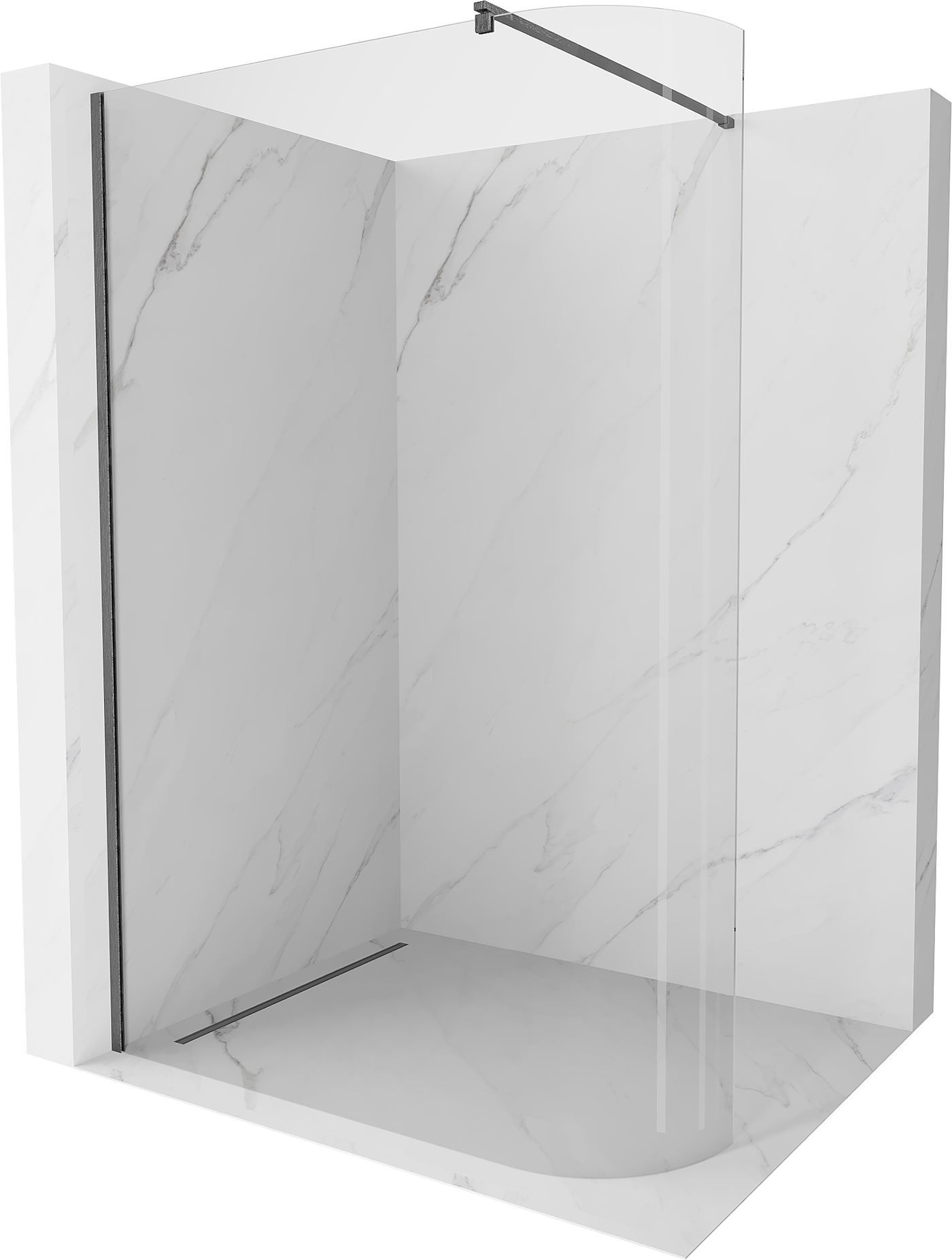 Mexen Kioto Duschwand gebogen Walk-in 140 x 200 cm, transparent 8 mm, gunmetal gebürstet - 800-140-101-66-06