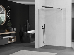 Mexen Kioto-R Abgerundete Duschwand Walk-in 140 x 200 cm, transparent 8 mm, gebürstet Gewehrgrau - 800-140-101-66-06