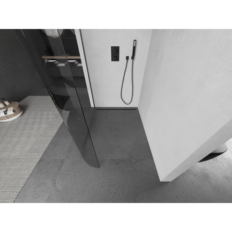 Mexen Kioto-R Abgerundete Walk-in-Duschwand 160 x 200 cm, transparent 8 mm, gebürstet Gun Gray - 800-160-101-66-06