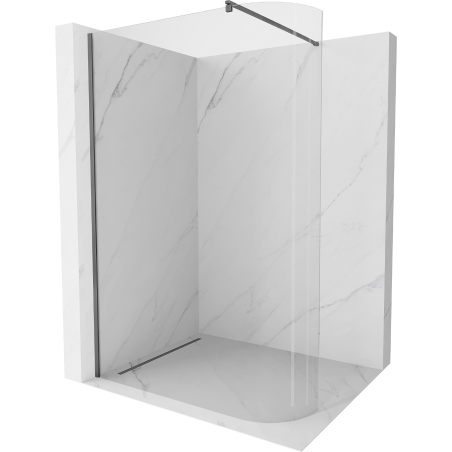 Mexen Kioto-R Abgerundete Duschwand Walk-in 80 x 200 cm, transparent 8 mm, gun metal - 800-080-101-95-06