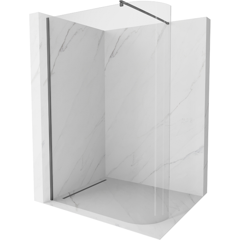 Mexen Kioto abgerundete Walk-in-Dusche 130 x 200 cm, transparent 8 mm, gun metal - 800-130-101-95-06