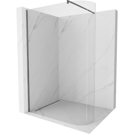 Mexen Kioto-R abgerundete Walk-In-Duschwand 140 x 200 cm, transparent 8 mm, Gunmetal - 800-140-101-95-06