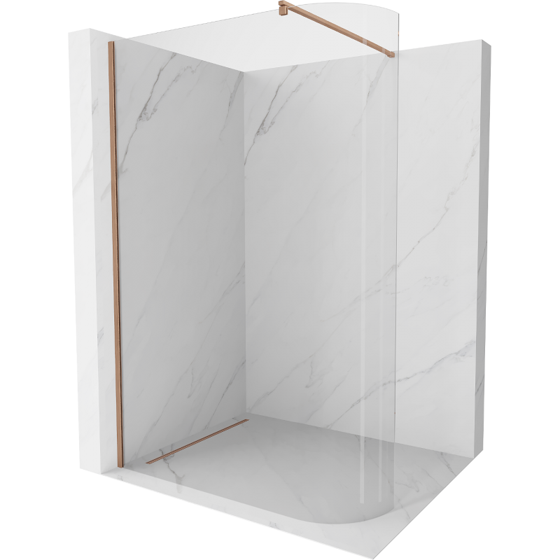 Mexen Kioto-R Abgerundete Walk-in Duschwand 90 x 200 cm, transparent 8 mm, gebürstetes Kupfer - 800-090-101-65-06
