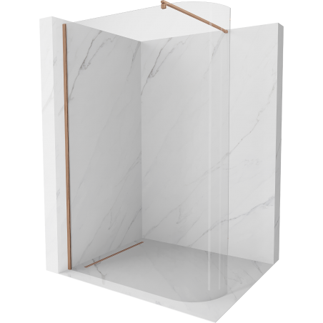 Mexen Kioto-R Abgerundete Walk-in Duschwand 90 x 200 cm, transparent 8 mm, gebürstetes Kupfer - 800-090-101-65-06