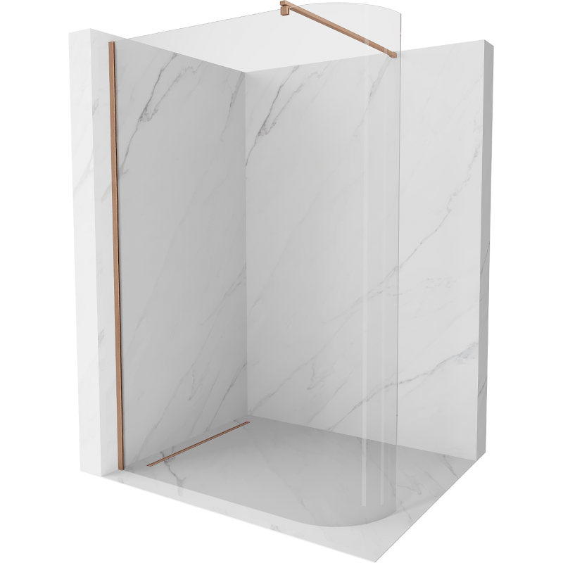 Mexen Kioto abgerundete Walk-in-Dusche 120 x 200 cm, transparent 8 mm, gebürstete Messing - 800-120-101-65-06