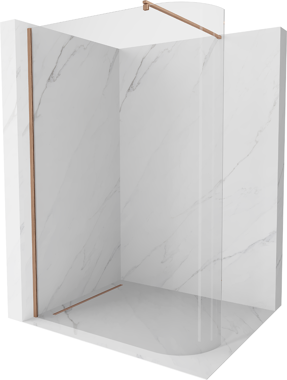 Mexen Kioto abgerundete Walk-in-Dusche 120 x 200 cm, transparent 8 mm, gebürstete Messing - 800-120-101-65-06