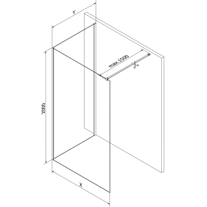 Mexen Kioto Duschwand Walk-in 115 x 90 cm, transparent, gold gebürstet - 800-115-212-55-00-090