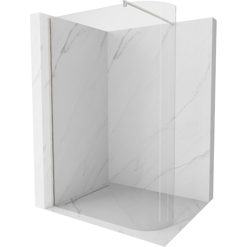 Mexen Kioto-R Abgerundete Walk-in-Duschwand 90 x 200 cm, transparent 8 mm, gebürsteter Nickel - 800-090-101-97-06