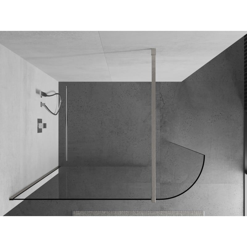 Mexen Kioto-R Abgerundete Duschwand Walk-in 120 x 200 cm, transparent 8 mm, gebürstetes Nickel - 800-120-101-97-06