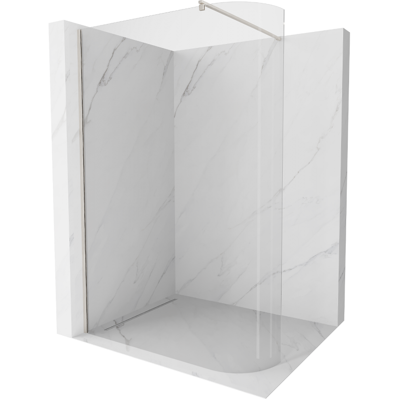 Mexen Kioto-R Walk-in abgerundete Duschwand 130 x 200 cm, transparent 8 mm, gebürsteter Nickel - 800-130-101-97-06