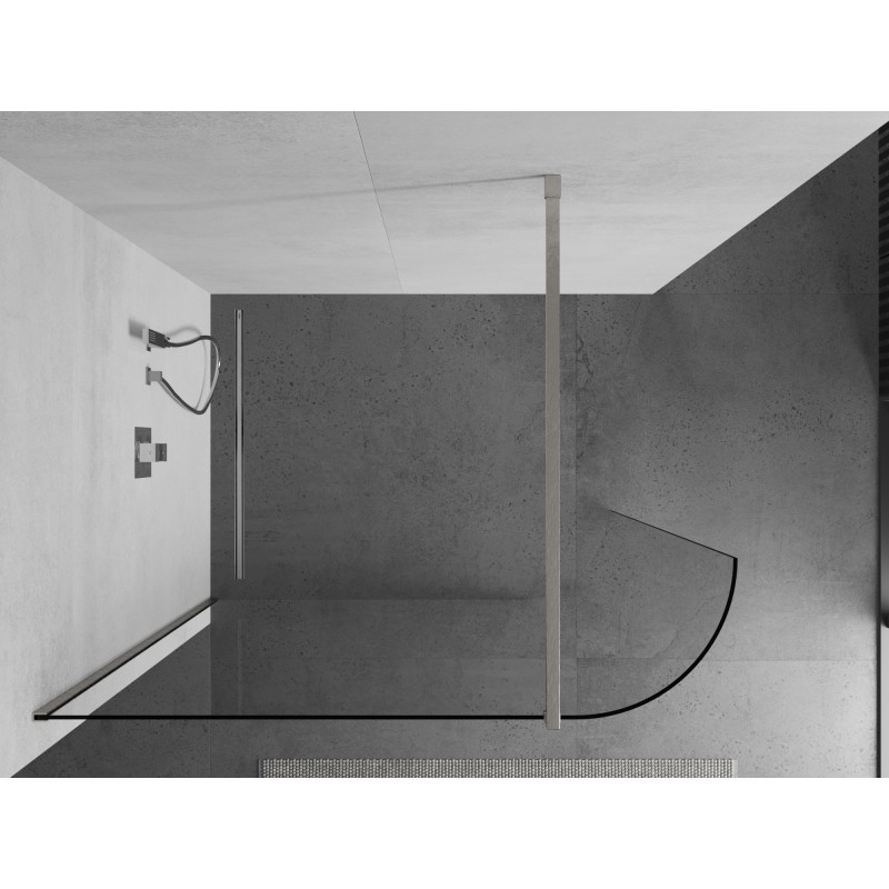 Mexen Kioto-R Walk-in abgerundete Duschwand 130 x 200 cm, transparent 8 mm, gebürsteter Nickel - 800-130-101-97-06