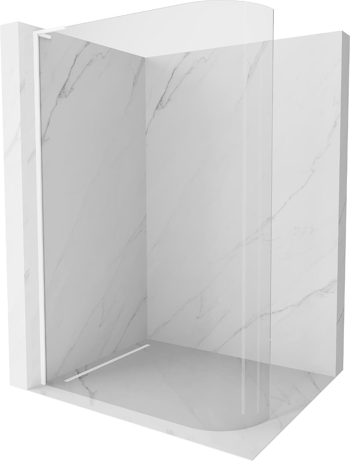 Mexen Kioto L Duschwand gebogen Walk-in 80 x 200 cm, transparent, weiß - 800-080-103-20-06