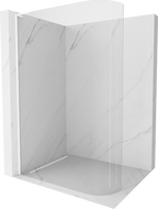 Mexen Kioto-R L abgerundete Duschwand Walk-in 90 x 200 cm, transparent, weiß - 800-090-103-20-06