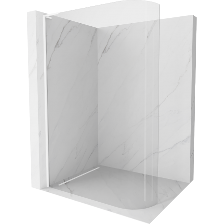Mexen Kioto-R L abgerundete Duschwand Walk-in 100 x 200 cm, transparent, weiß - 800-100-103-20-06