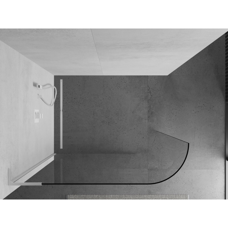 Mexen Kioto-R L abgerundete Duschwand Walk-in 100 x 200 cm, transparent, weiß - 800-100-103-20-06