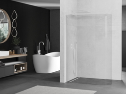 Mexen Kioto-R L Rundduschewand Walk-in 110 x 200 cm, transparent, weiß - 800-110-103-20-06