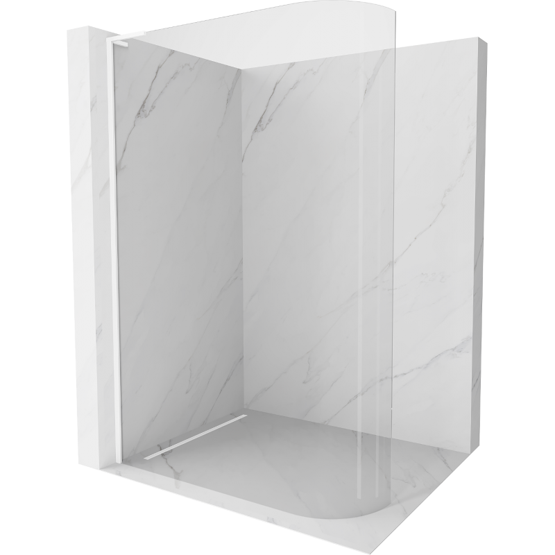 Mexen Kioto-R L Duschwand abgerundet Walk-in 120 x 200 cm, transparent, weiß - 800-120-103-20-06