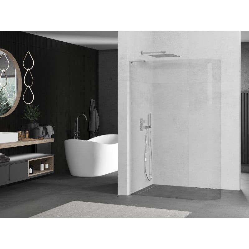 Mexen Kioto-R L Duschwand abgerundet Walk-in 90 x 200 cm, transparent, Chrom - 800-090-103-01-06