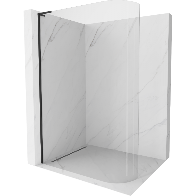 Mexen Kioto-R L Runddusche Walk-in 120 x 200 cm, transparent, schwarz - 800-120-103-70-06