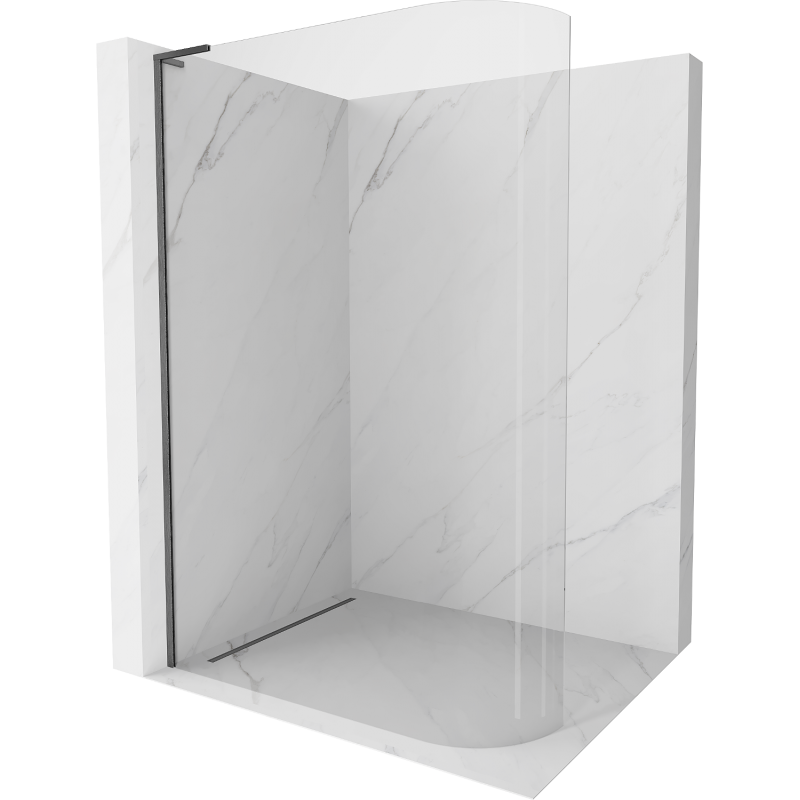 Mexen Kioto-R L abgerundete Duschwand Walk-in 90 x 200 cm, transparent, gebürstet Gun Gray - 800-090-103-66-06