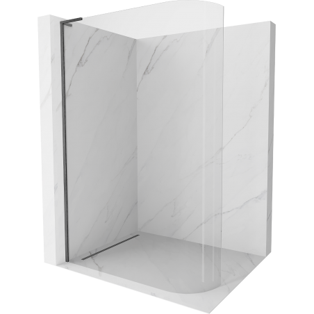 Mexen Kioto-R L Abgerundete Walk-in-Duschwand 100 x 200 cm, transparent, gebürstet Gun Gray - 800-100-103-66-06