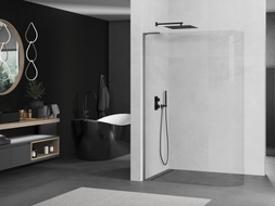 Mexen Kioto-R L abgerundete Walk-in Duschwand 110 x 200 cm, transparent, gebürstet gun gray - 800-110-103-66-06