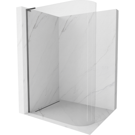 Mexen Kioto-R L abgerundete Duschwand Walk-in 80 x 200 cm, transparent, Gun Metal - 800-080-103-95-06
