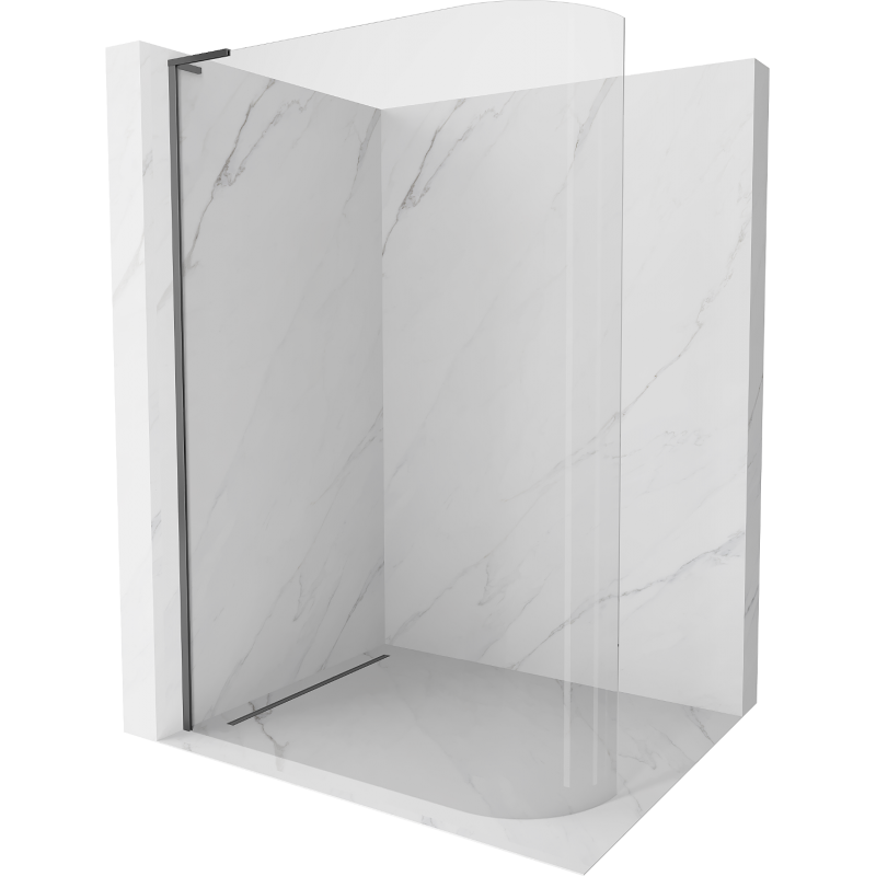Mexen Kioto-R L abgerundete Duschwand Walk-in 120 x 200 cm, transparent, Gun Metal - 800-120-103-95-06