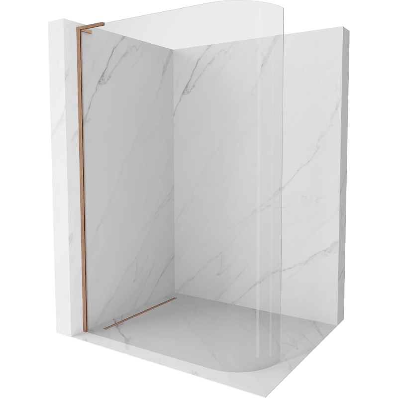Mexen Kioto-R L Runddusche Walk-in 80 x 200 cm, transparent, gebürstetes Kupfer - 800-080-103-65-06